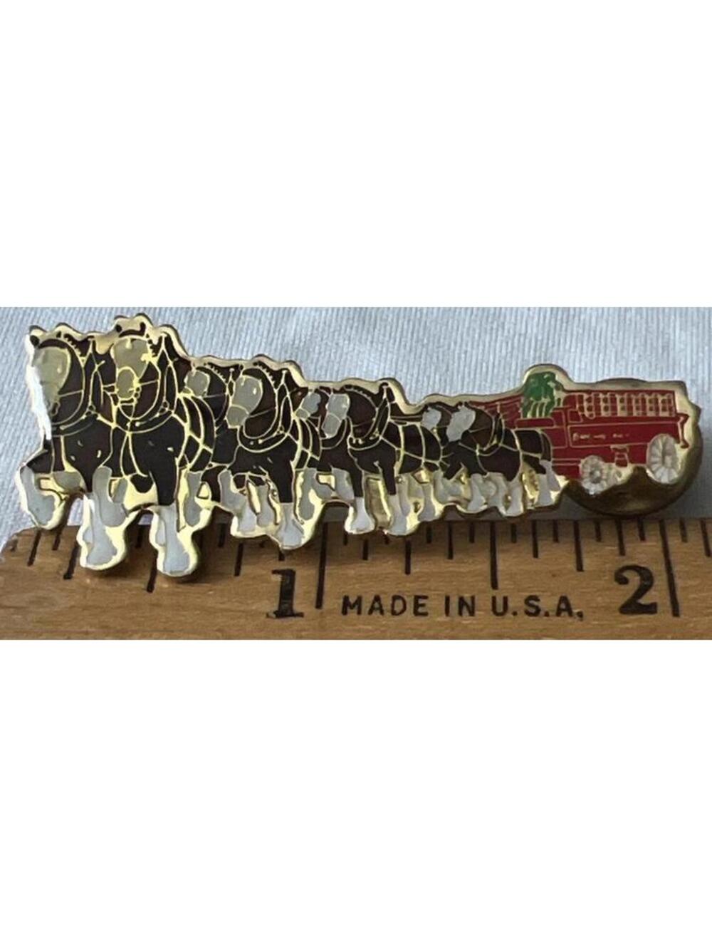 Budweiser Clydesdales Horses Wagon Vintage Lapel Pin Anheuser-Busch